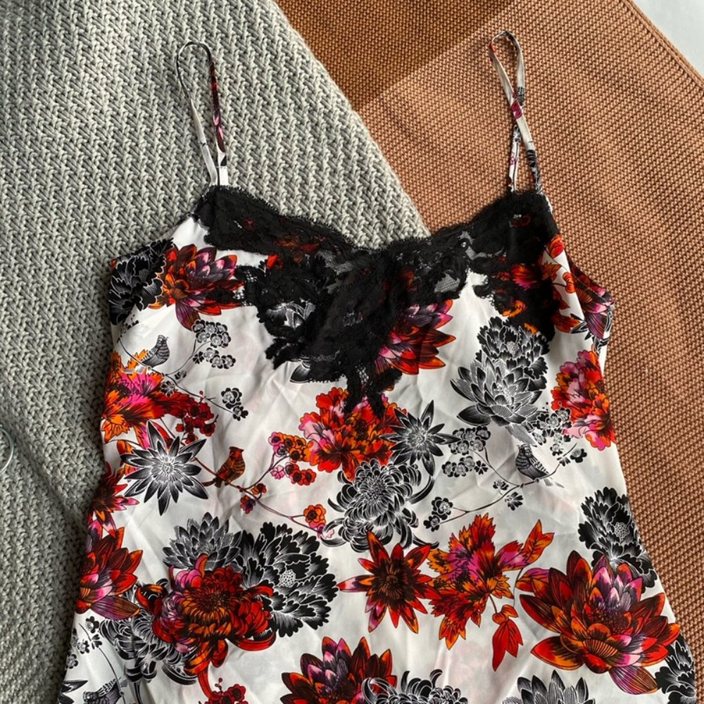 Bebe Floral Silk Camisole - Size Small